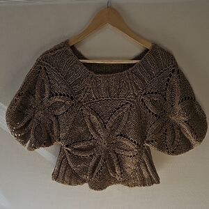 Womens Newport News Tan Chunky Knit Sweater